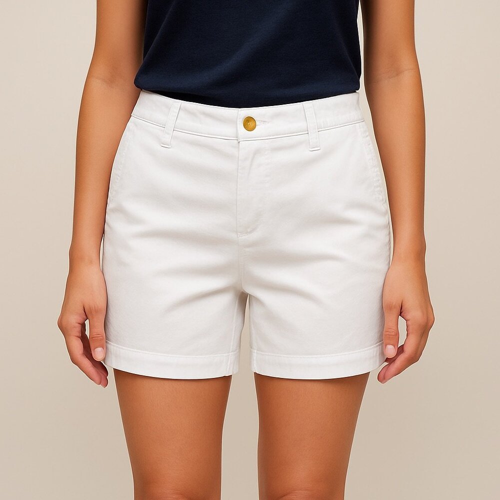 Talbots White Relaxed Chino Shorts 8P Stretch Cotton 5.5 Inseam Summer